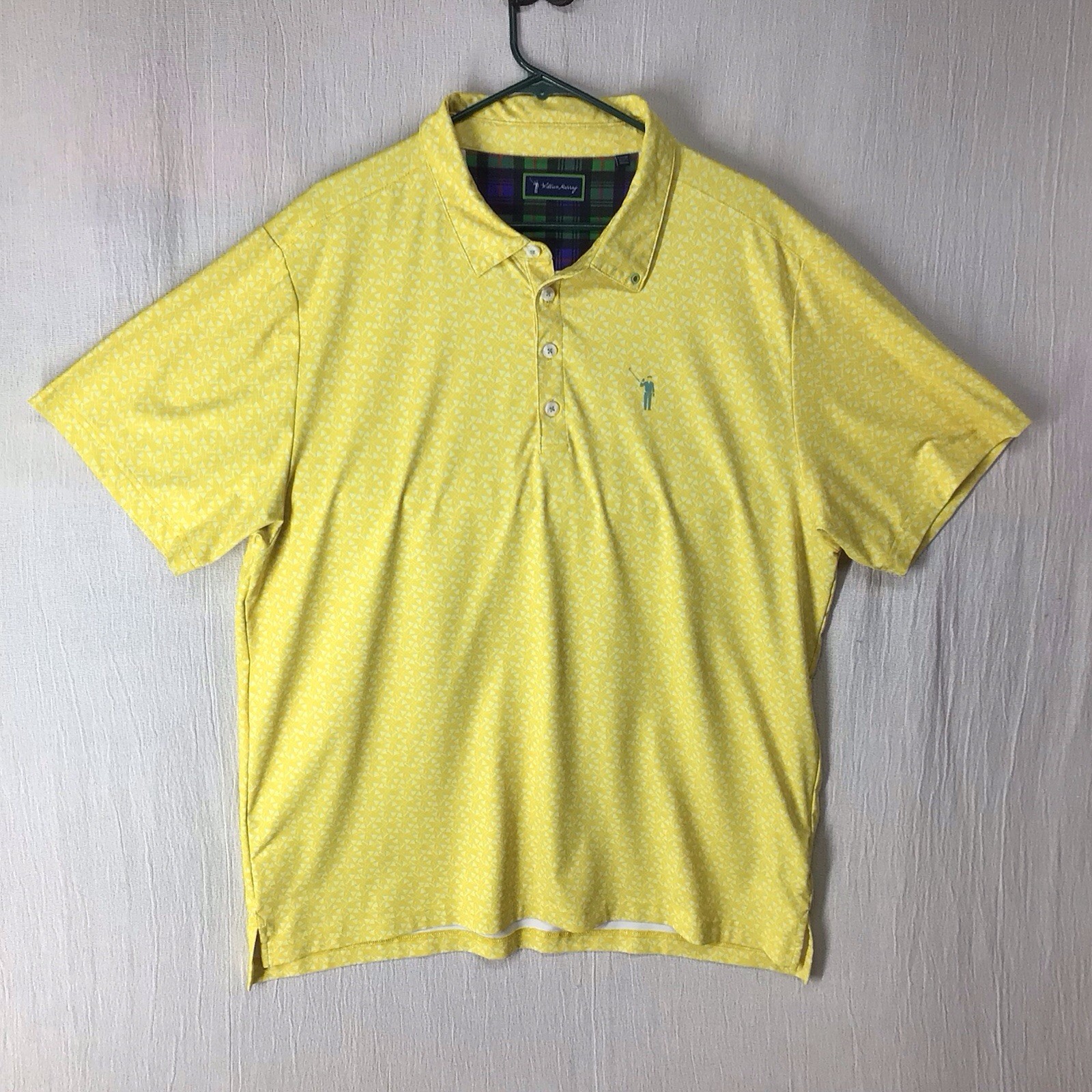 William Murray Polo Men’s XL Yellow Martini Glasses Print Stretch Performance