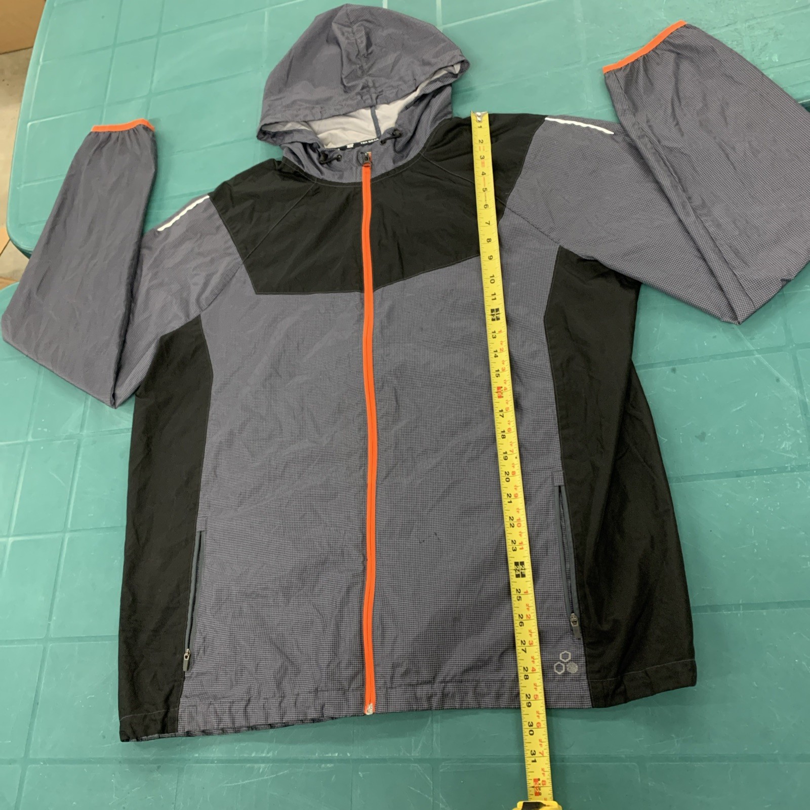 TekGear XXL Charcoal Gray/Orange Jacket Reflective Stash Pocket Skater Ravers