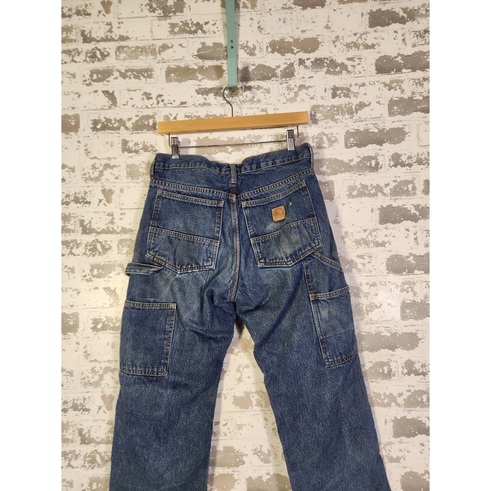 BERNE Mens Carpenter Jeans Size 30×30 Blue Denim Red Flannel Lined Workwear Pant
