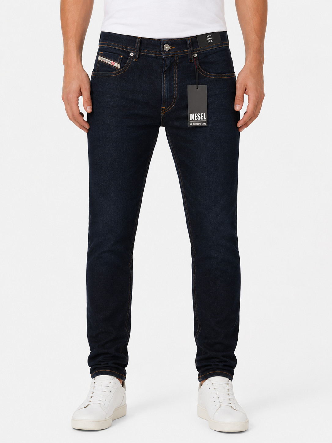 DIESEL Thommer R07R2 Men Jeans W38/L32 Dark Blue Slim Fit Low Waist RRP150 *
