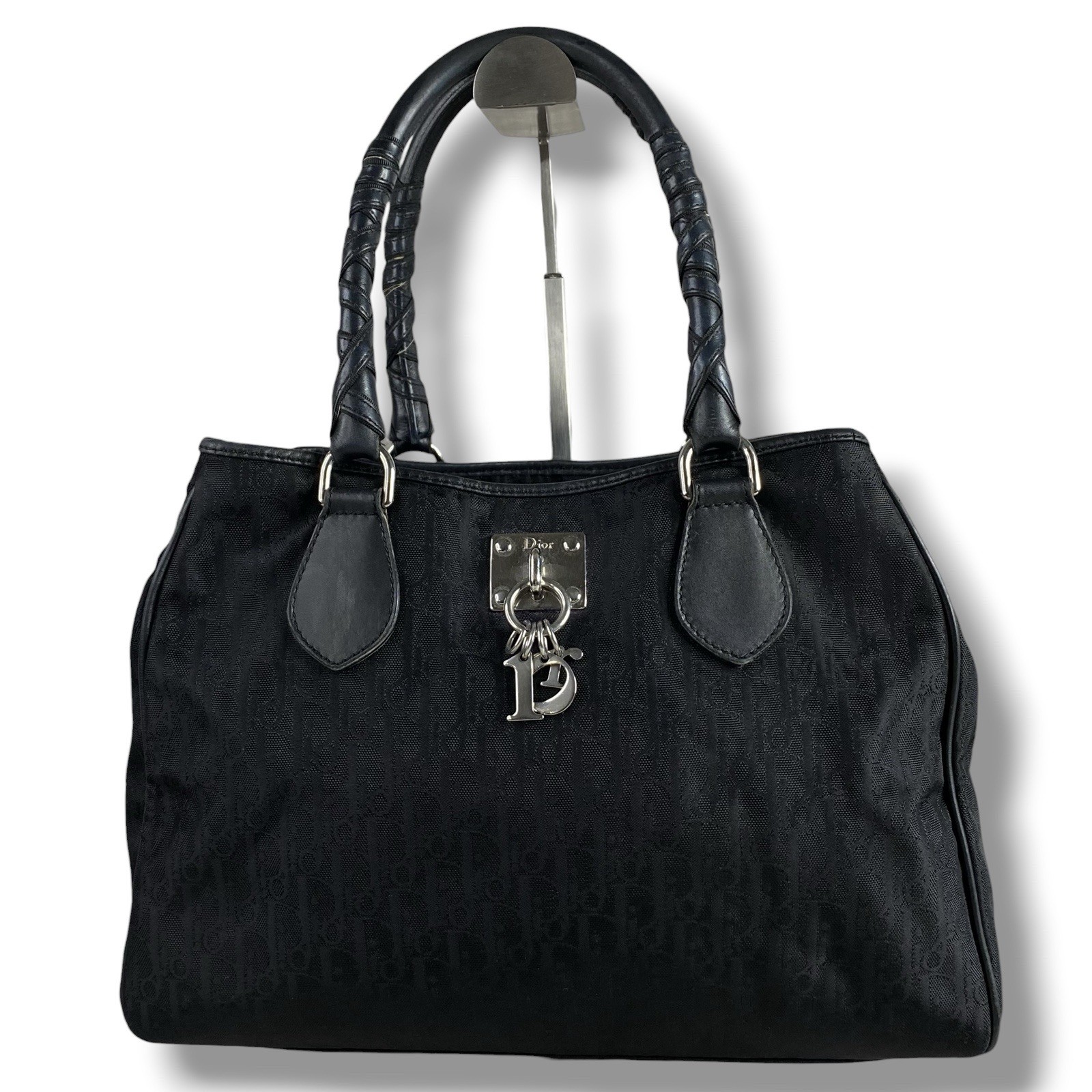 Christian Dior Lovely Trotter Tote Handbag Canvas Nylon Logo hardware Vintage