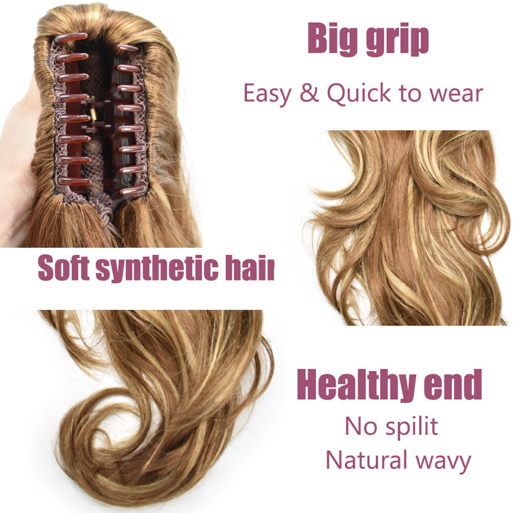 Claw Clip Ponytail Hair Extensions Real As Human Pony Tail Long Wavy Hairpiece