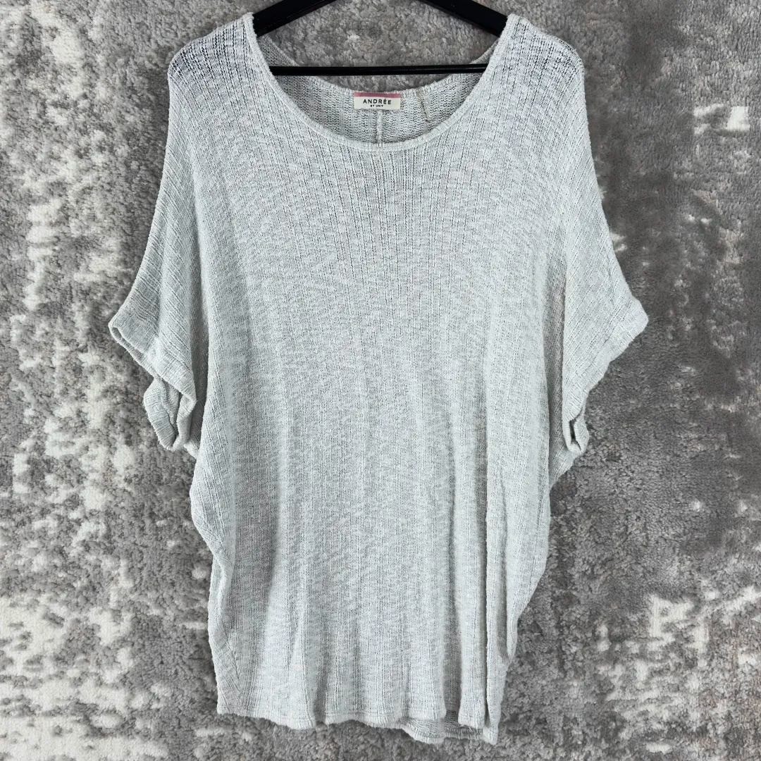 Andree By Unit Size OS Batwing Dolman Knit Sweater Top Gray Short Sleeve Womens