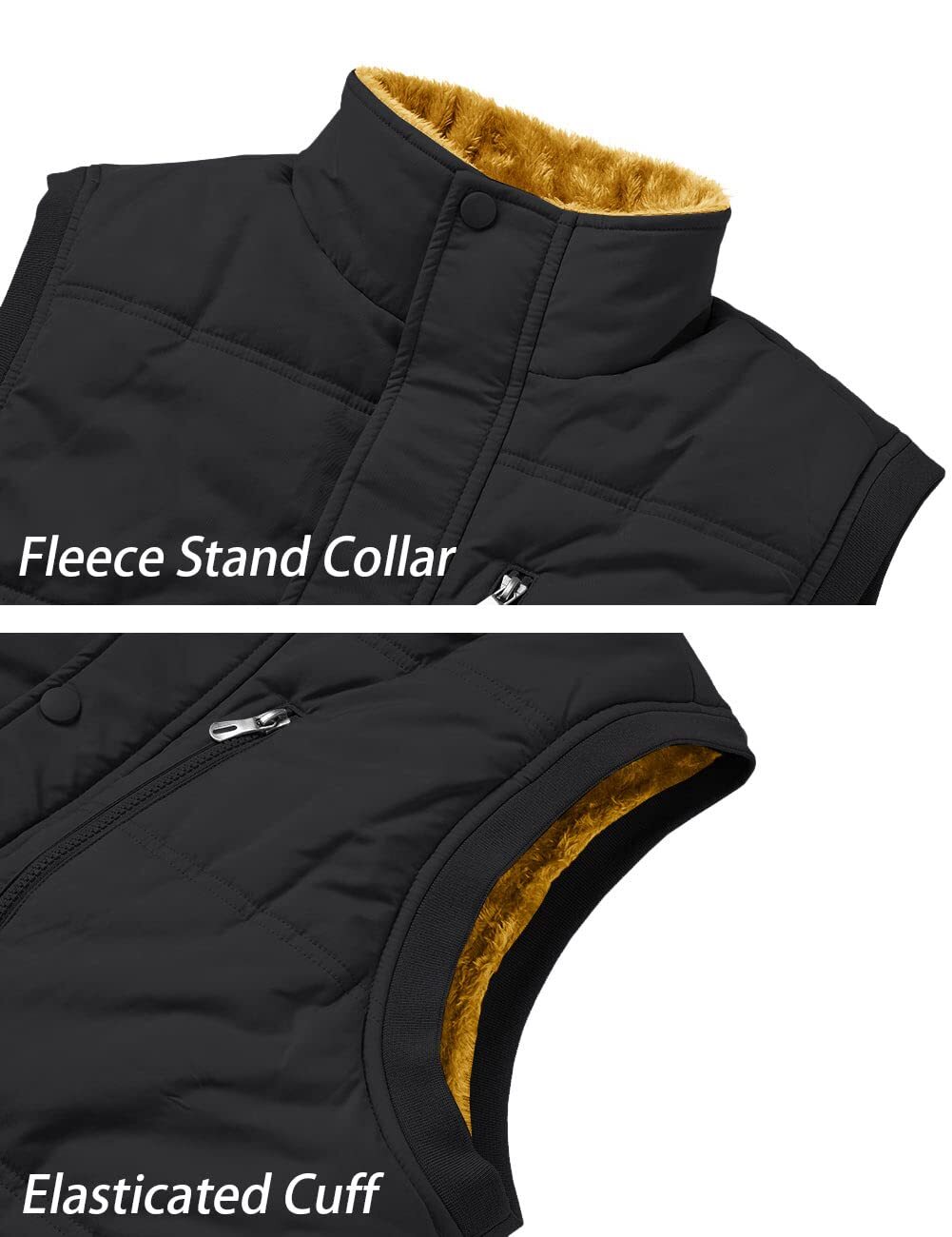 Men’s Winter Vests Sleeveless Jackets Casual Warm Fleece Lined Padded Outerwear
