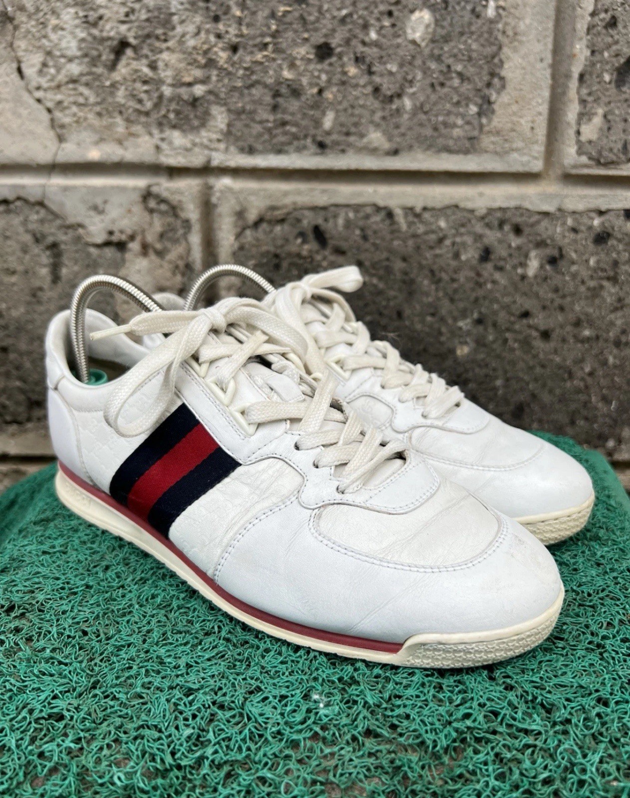 Gucci White Mens 233334 GG Guccissima Web Stripe U.S 6.5 UK 6
