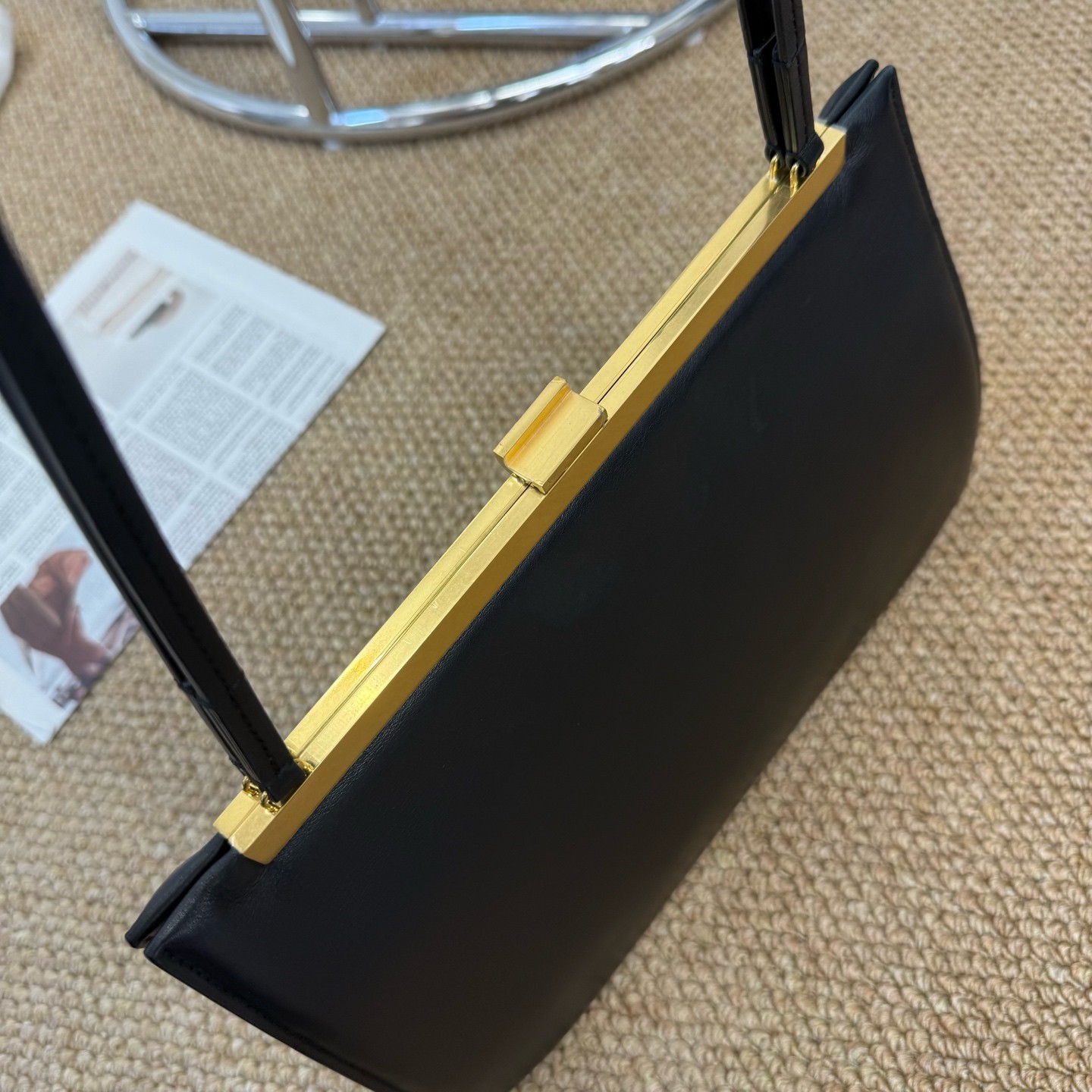 Celine Classic Clasp Shoulder Bag Black Leather Gold Hardware Duty Paid
