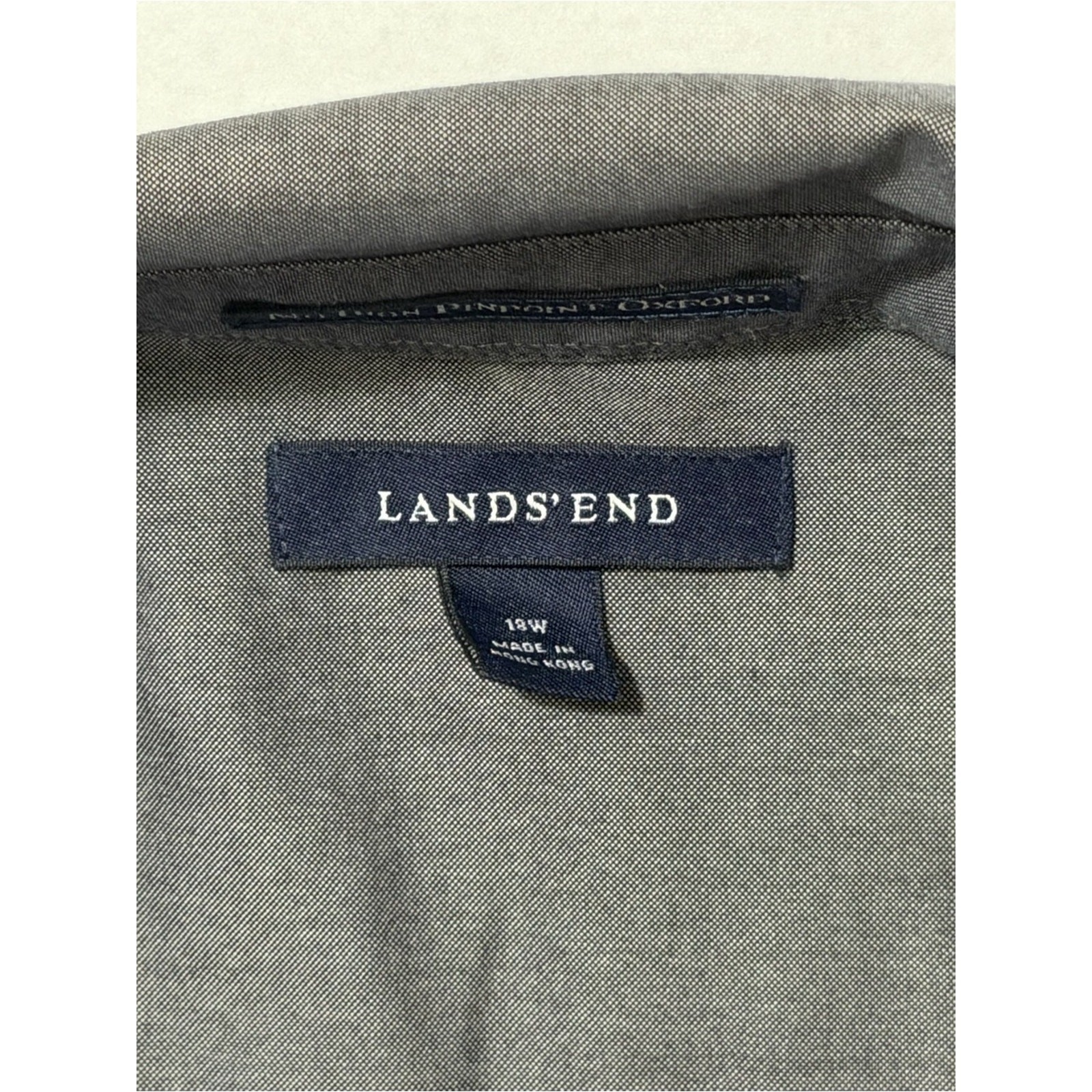 Lands’ End Women’s Gray Pinpoint Oxford Button-Down 18W