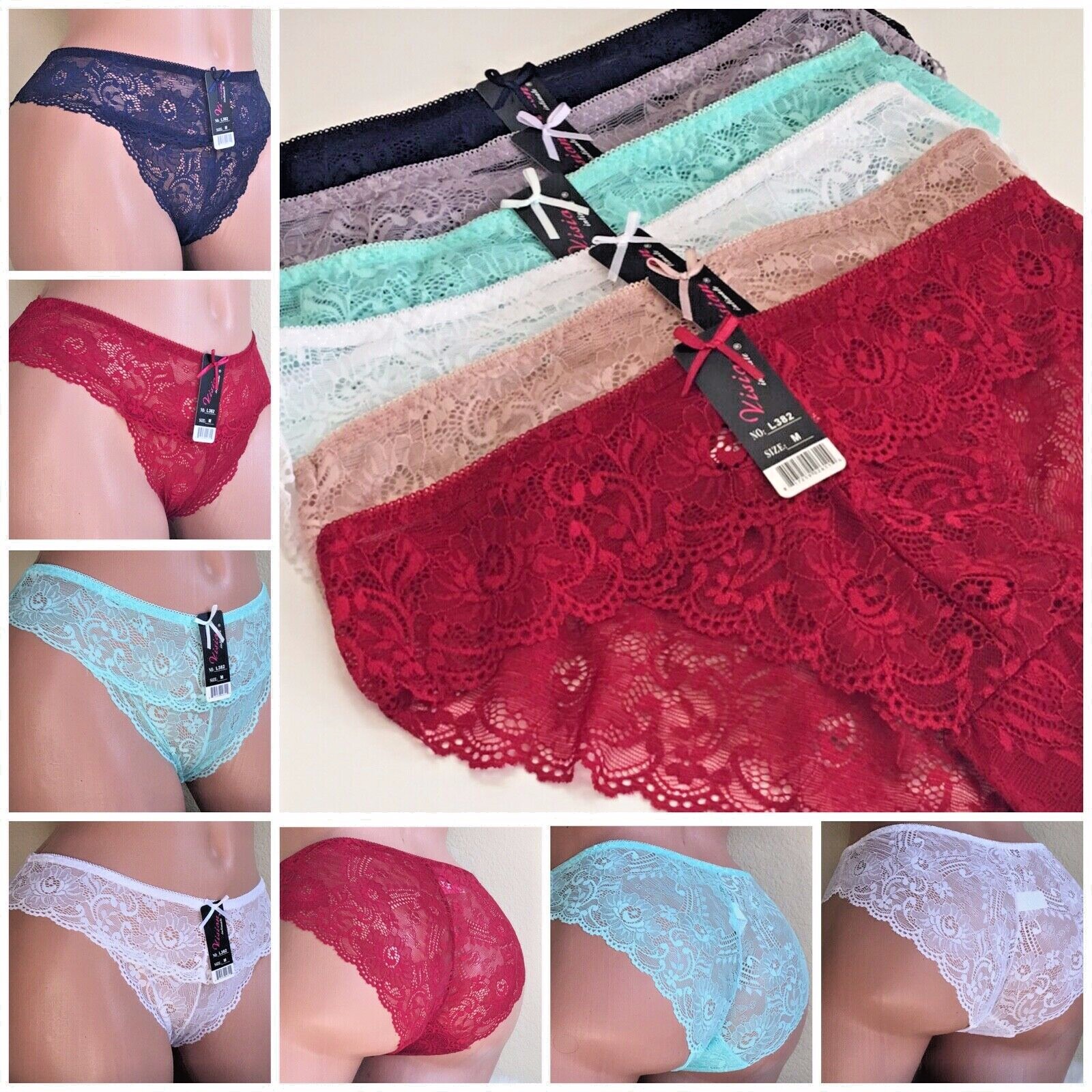 Lace Bikini Cheeky Lowrise Hi-Cut Women’s Panties Undies 6-48 PACK WHOLESALE LOT