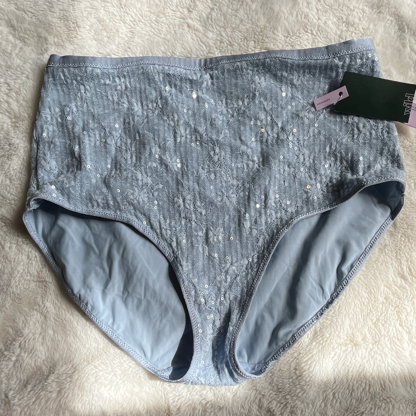 Wild Fable Women’s Blue Sequin High-Waisted Brief Panties, Size L