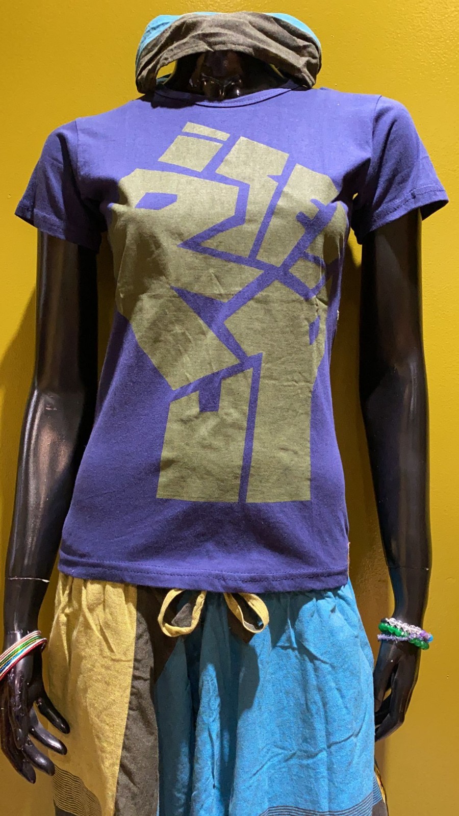 Rise Up! Fist Painted Tee: 100% Organic Cotton T Shirt for Women: L