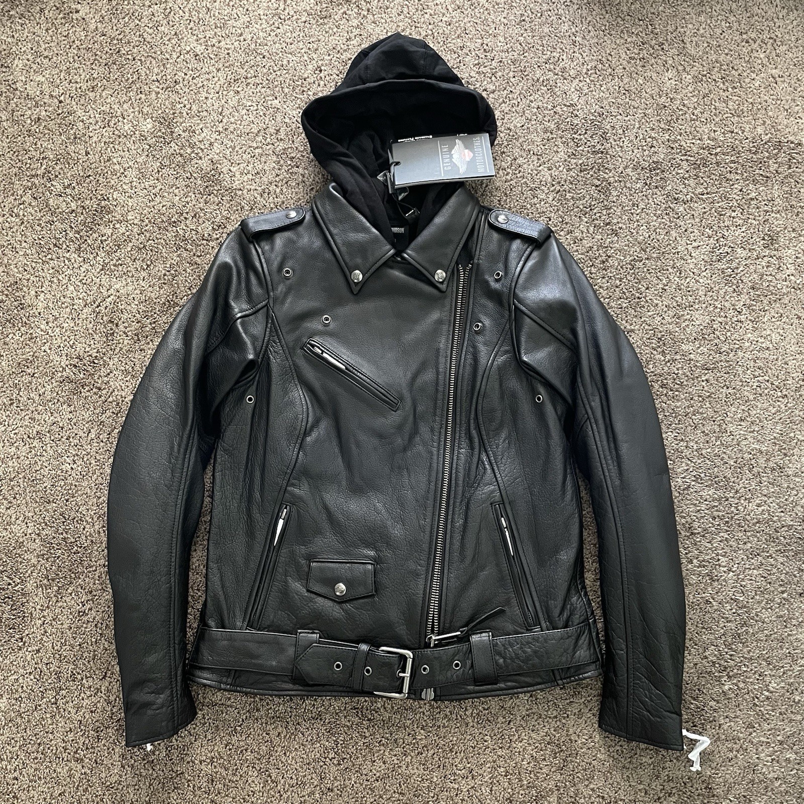 Harley-Davidson Biker Hoodie Women’s Potomac 3-in-1 Leather Jacket Sz M NEW