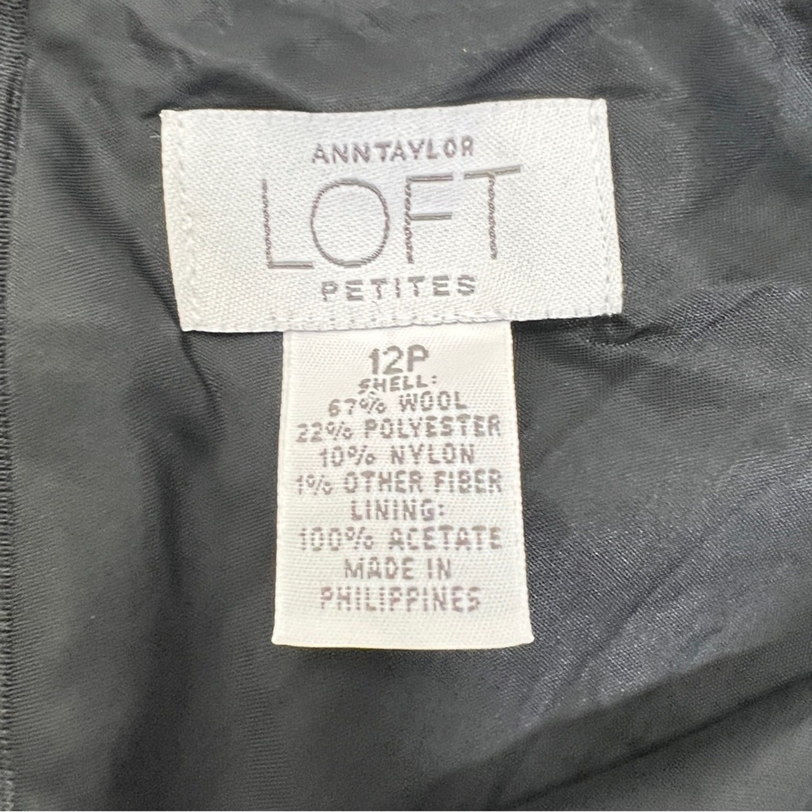 Loft Grey and black wool blend A line skirt size 12 petite 12P B49