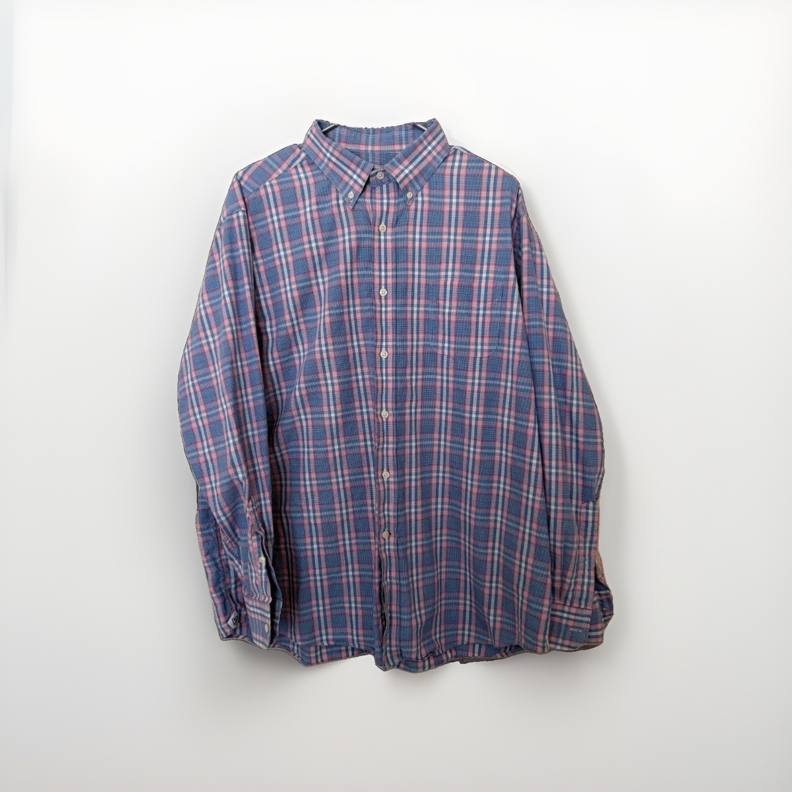 Cremieux Classics XL Long Sleeve Button Up Plaid Cotton Shirt Blue Pink White