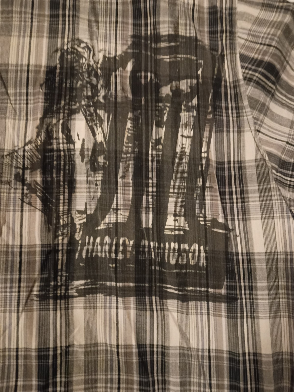 HARLEY DAVIDSON mens XLARGE black/beige modern plaid/graphic casual shirt