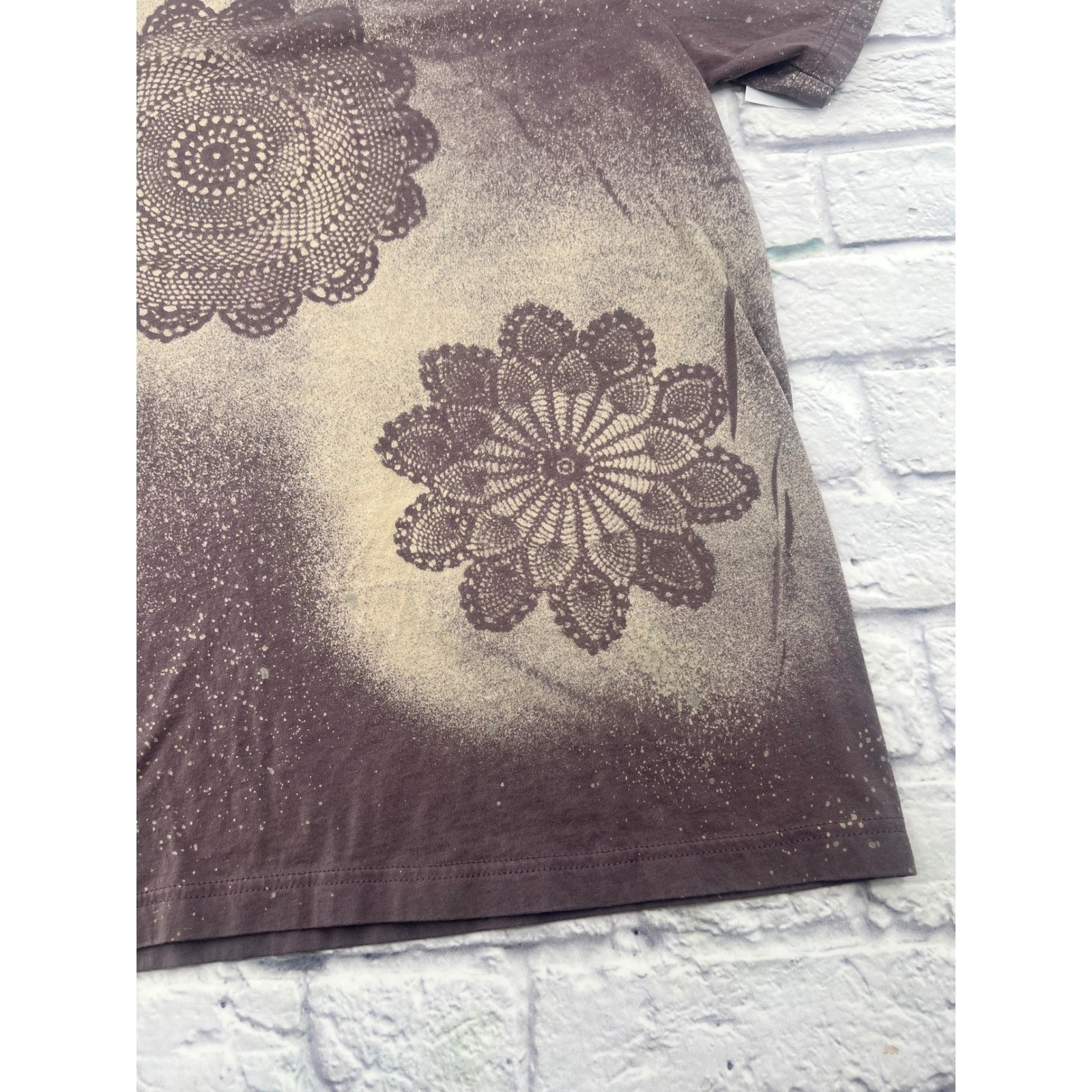 Bella Canvas Custom Bleach Dye T Shirt Plum Purple Doily Geometric Stencil Large