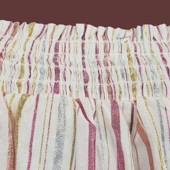 Loft Womens Sleeveless Ivory Multicolor Striped Shoulder Tie Top Size S NWT