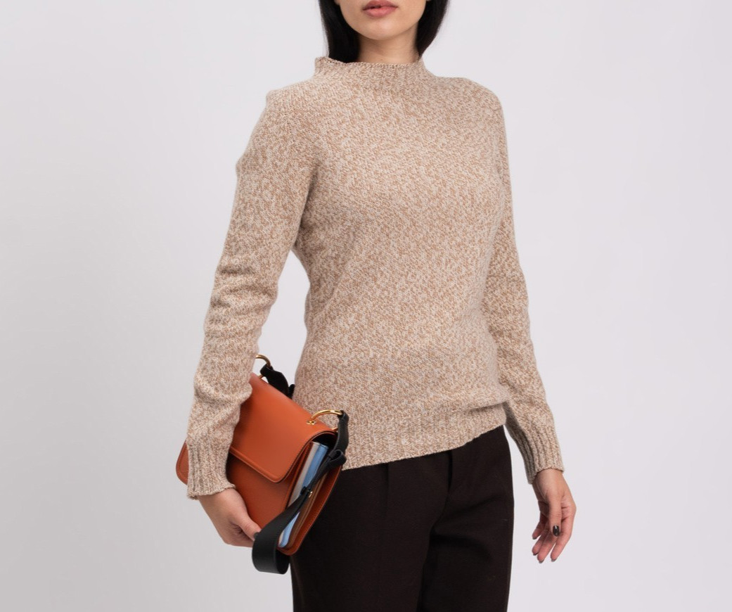NWT $680 PIANURASTUDIO Cashmere Angora Wool Blend Sweater M Made in Italy Beige