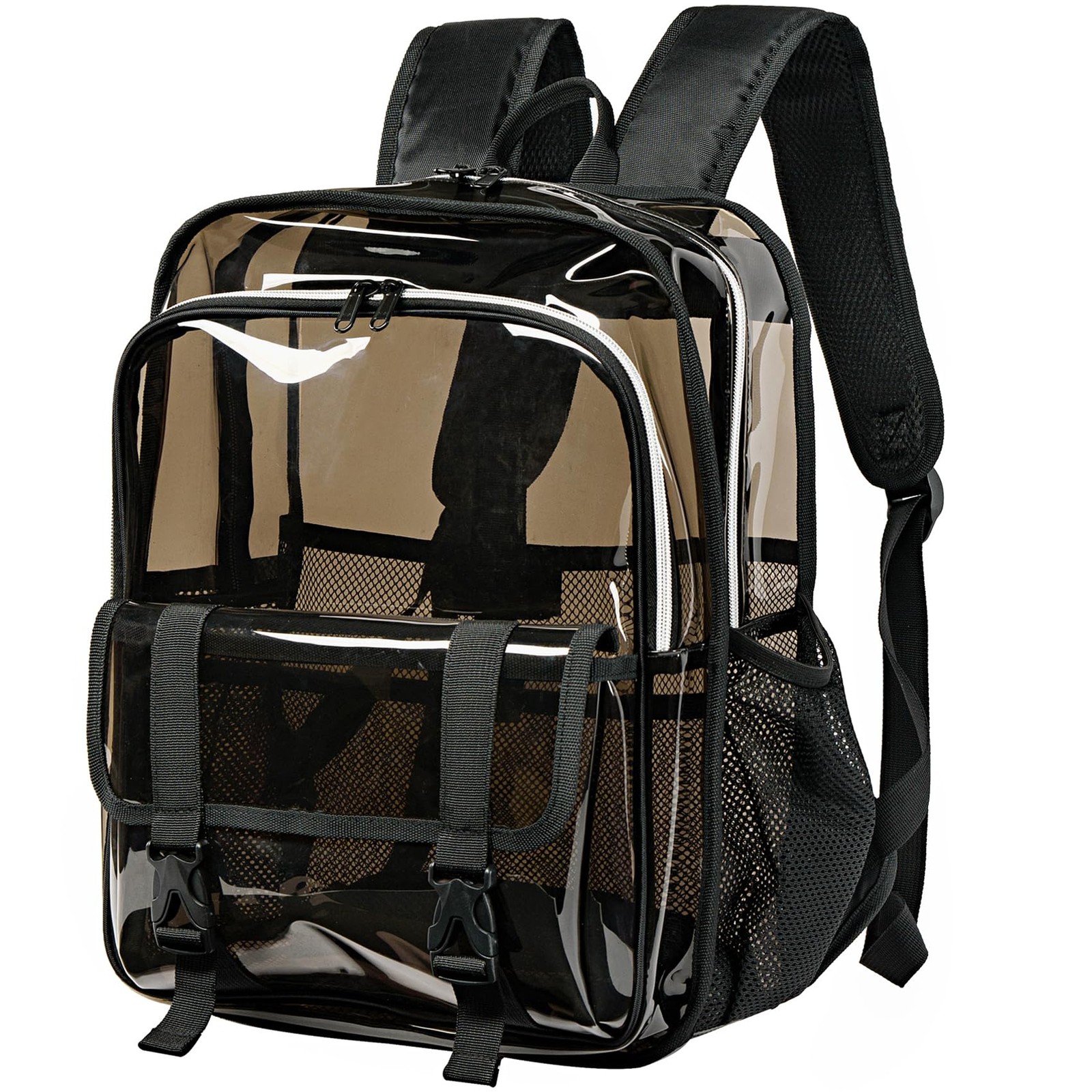 XL-Amber 18 inch Heavy Duty Clear Backpack, See Through, Multi-pockets, Boys