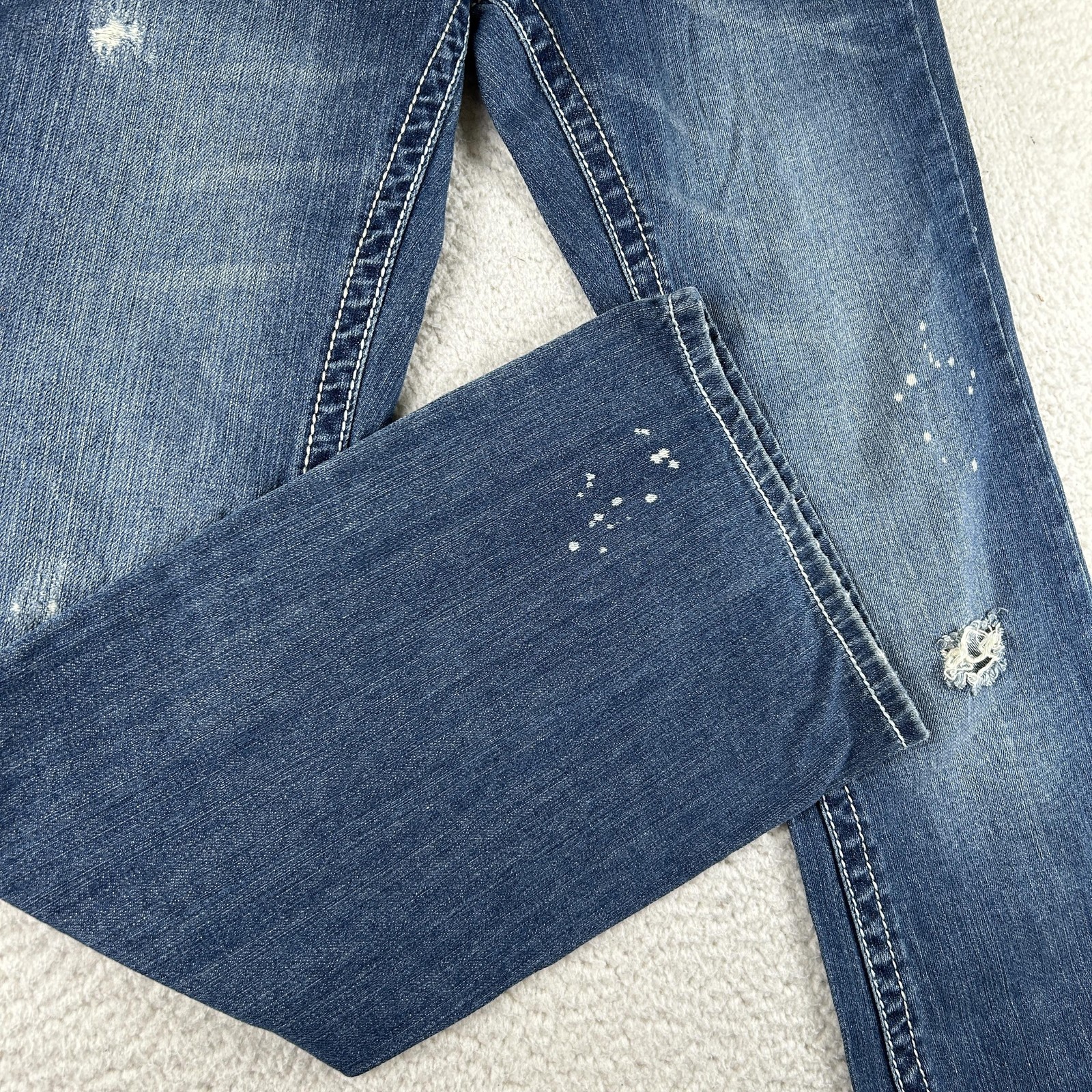 Vintage Amethyst Jeans Womens 11 Medium Wash Distressed Bootcut Low Rise Y2K