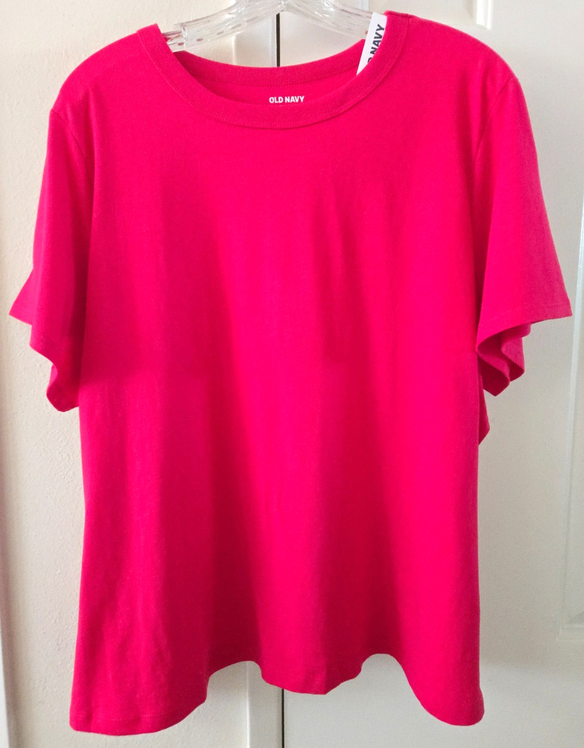 Old Navy Raspberry Hot Pink Fuchsia Cotton Scoop T-shirt XL 1X 16 18 2X XLarge