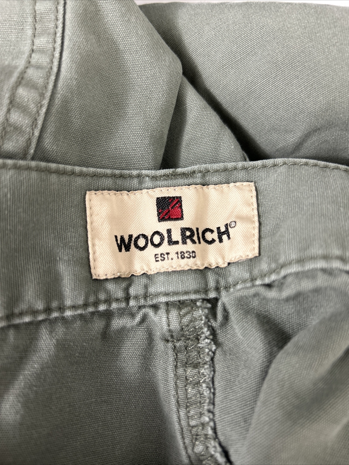 Woolrich Light Olive 38×6 Cargo Shorts Elastic Waist 3066 100% Cotton