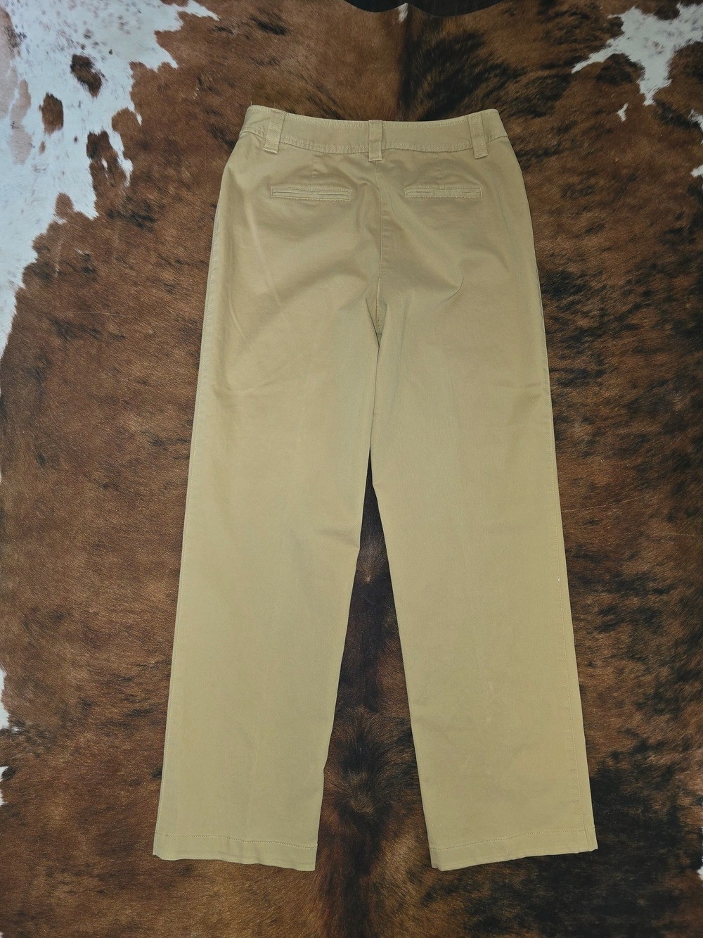 Talbots Neutral Beige Wide-Leg Pants Stretch Cotton Size 8 Business Causal