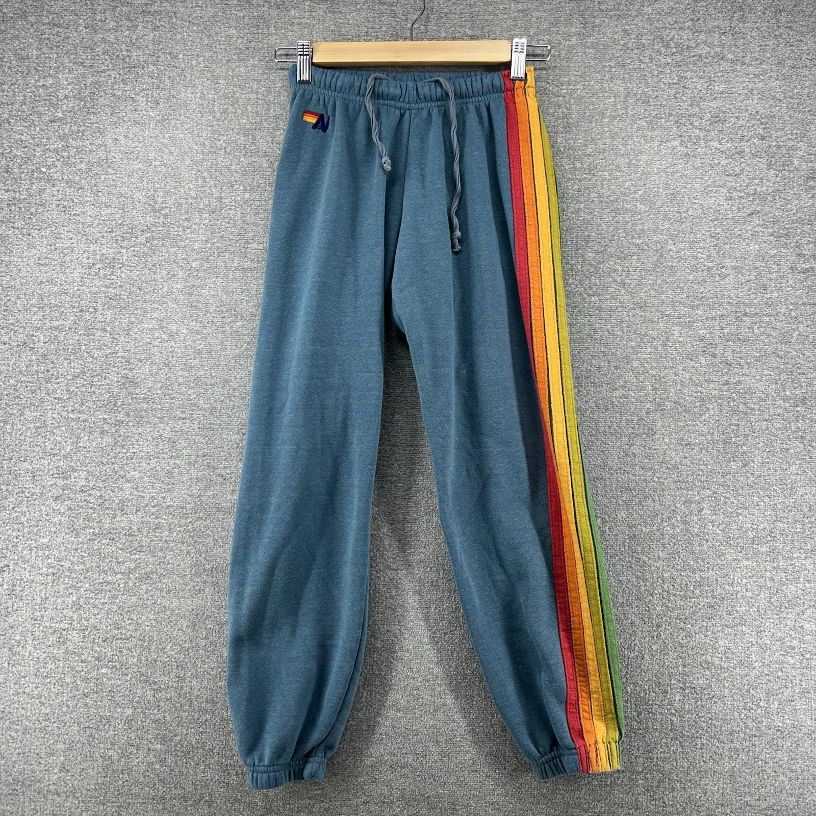 Aviator Nation 5 Striped Sweatpants Women Size XS Blue Wash Casual USA