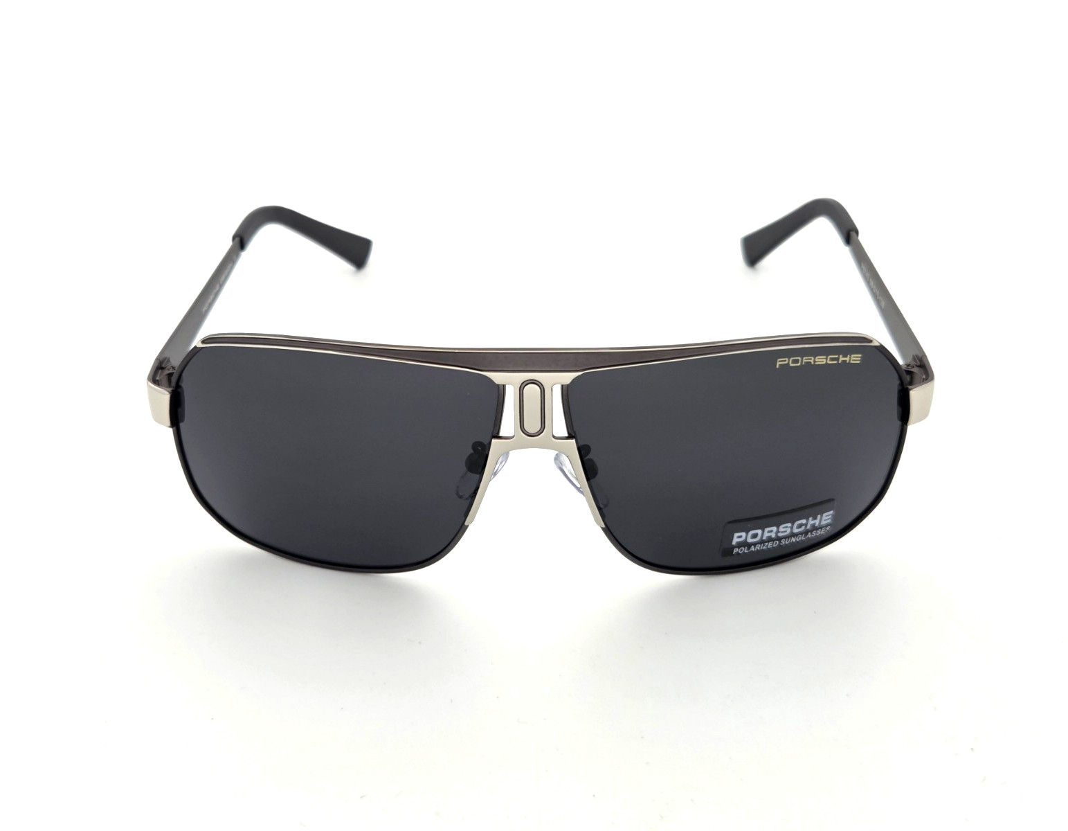 Polarized Porsche Square Metal Aviator Sunglasses Gunmetal Smoke PH19 130mm