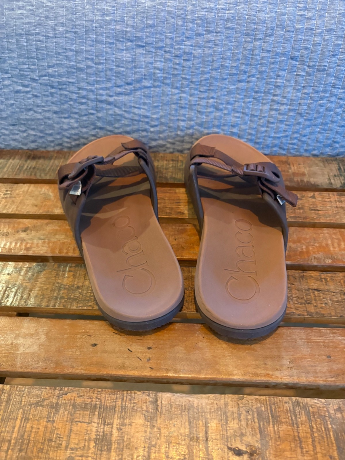 Chaco Chillos Slide Sandals Mens Size 9 Brown Adjustable Buckle Comfort Shoes