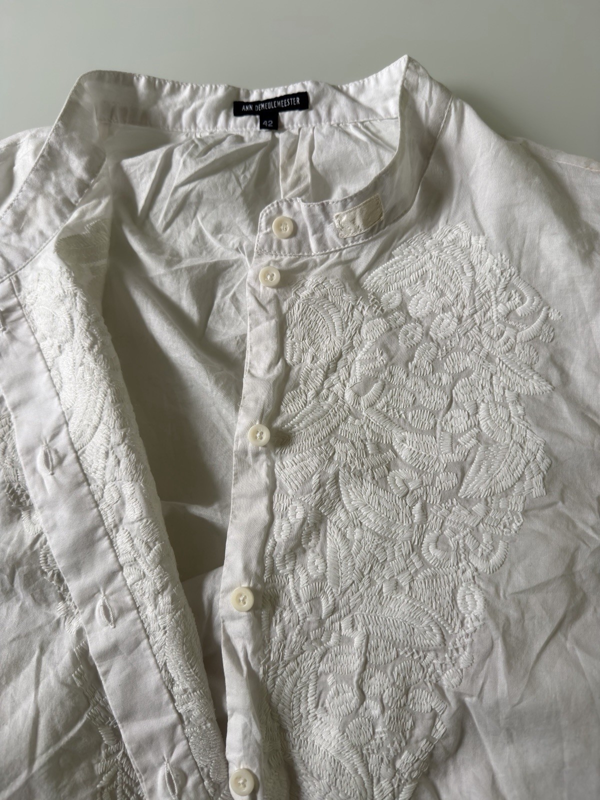 Ann Demeulemeester Embroidered Flared Sleeve Button Shirt (Size 42) Oversized