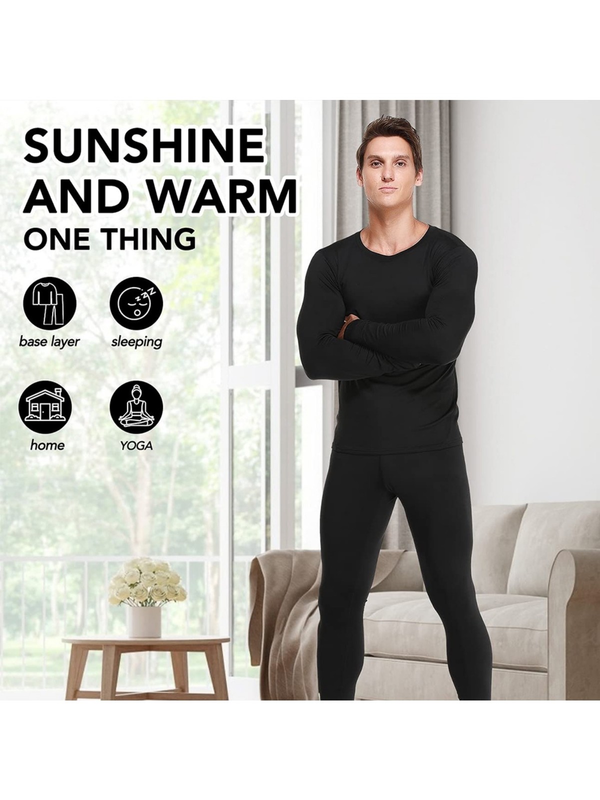 Thermal Underwear for Men Long Johns Fleece Lined Base Layer Set Lightweight USA