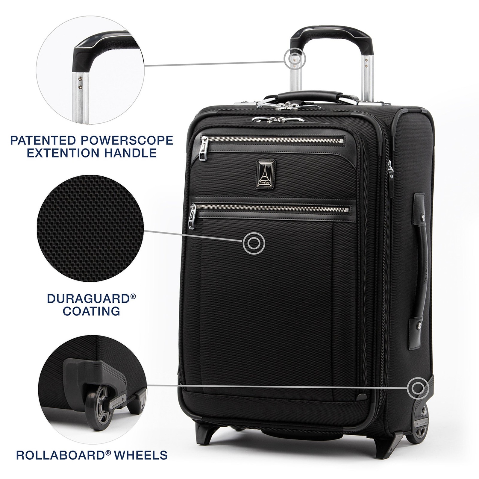 Travelpro Platinum Elite Softside Expandable Luggage, 2 Wheel Black 22 Inch U1