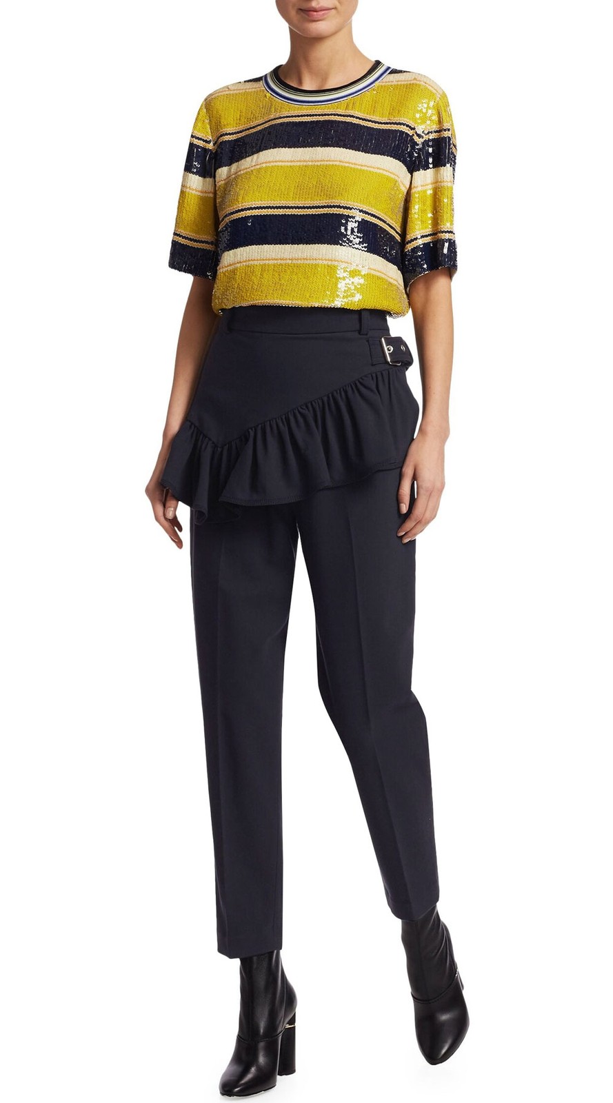 3.1 Phillip Lim Womens Ruffled Apron Pants 2 Midnight – NWY $495