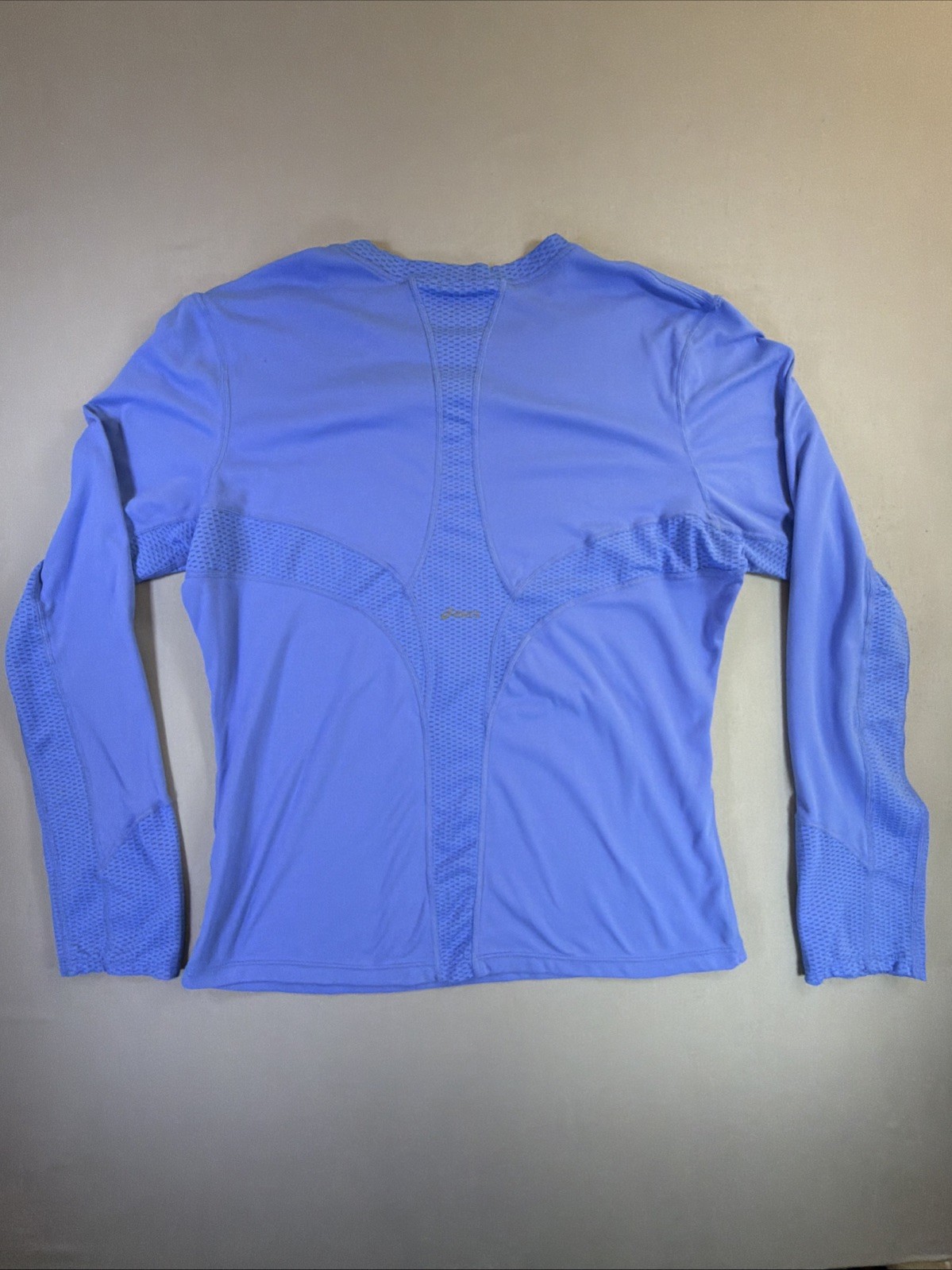 ASICS Women Long Sleeve Running Shirt L Large Blue Mesh Ventilation Athletic Top