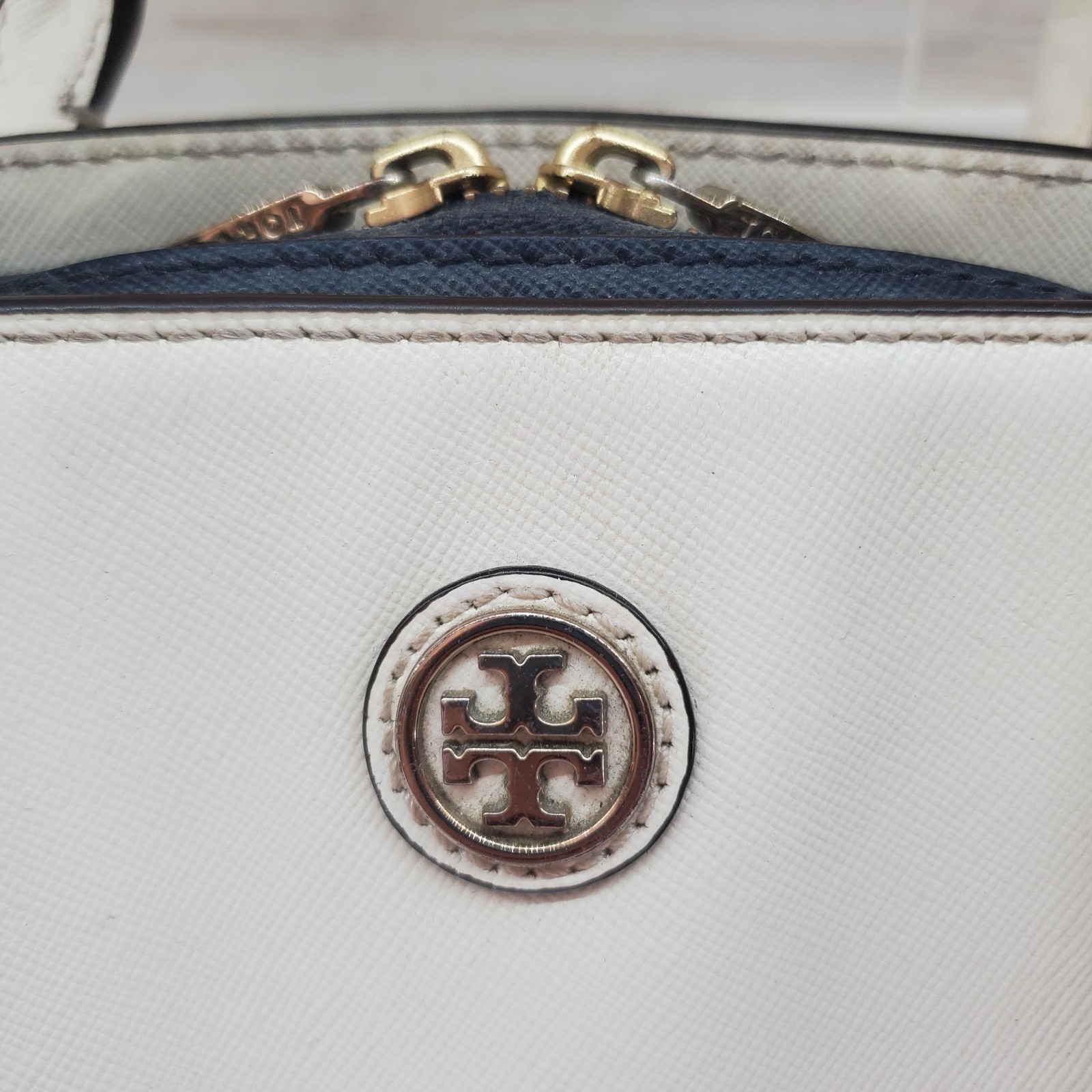 Tory Burch Curved Robinson Color Block Wear To Handles $408.10 Receipt Inside
