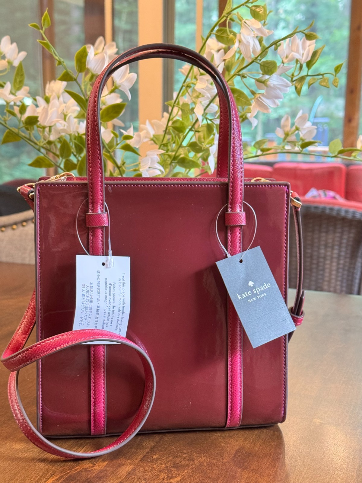 Kate Spade Kenzie Small Tote Bag KI956 Burgundy Purse Dark Raspberry Crossbody