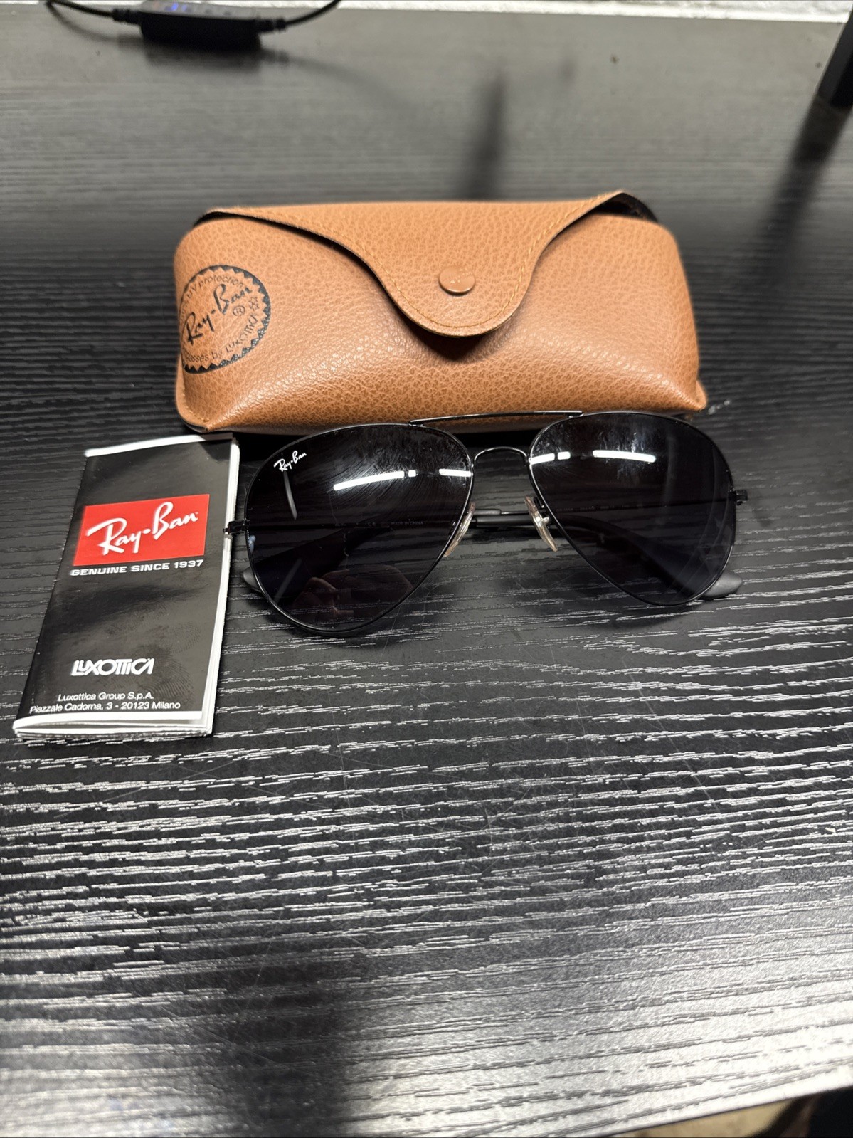 Ray-Ban RB3362 Cockpit Aviator Sunglasses 002/58 Polarized Black 59mm w/ Case