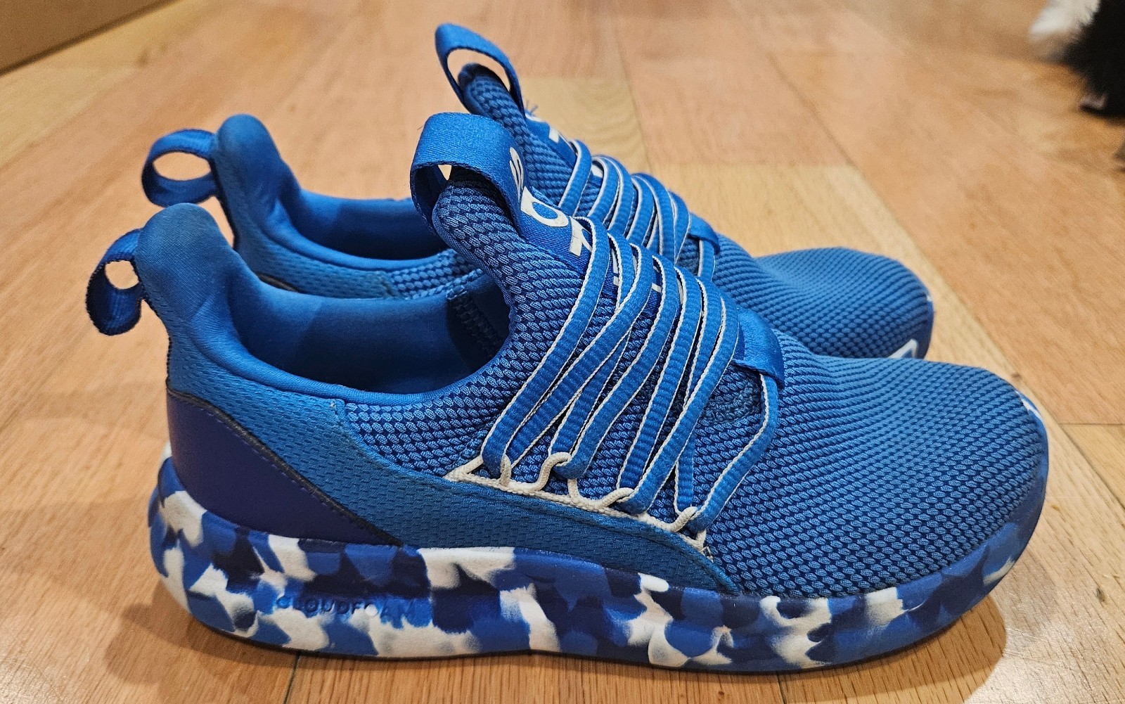 Adidas Lite Racer Adapt 7.0 Slip On Big Kids Shoes Blue White Youth Size 4