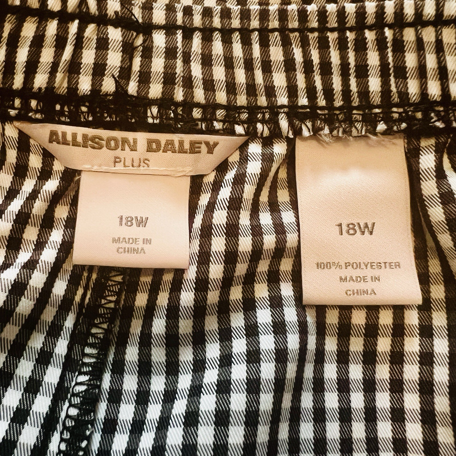 Allison Daley’s Plus Capri Pants Sz 18w Black White Check Pull-up Side Pocket