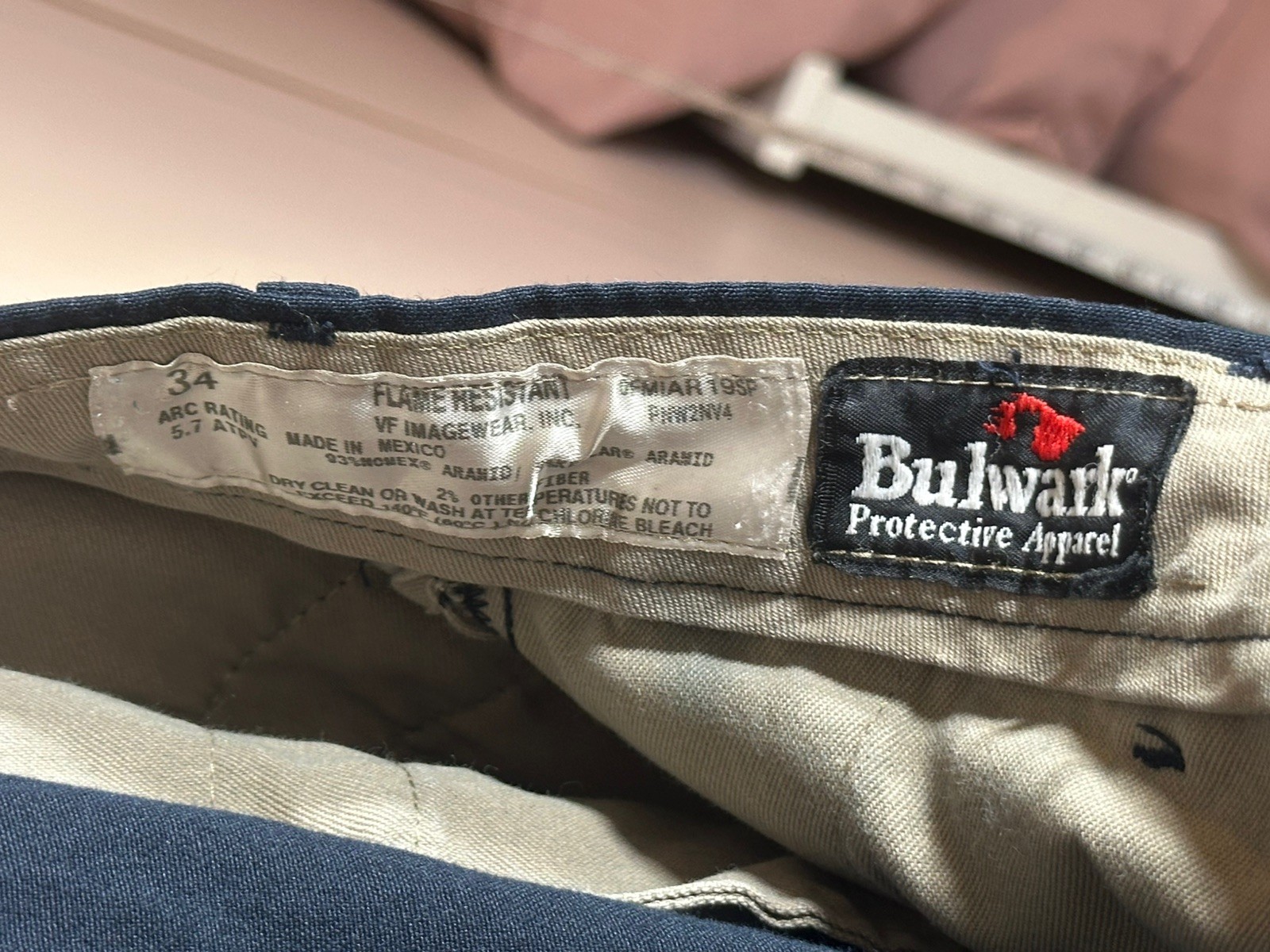 Bulwark FR Flame Resistant Work Pants Men 34 Navy Blue Industrial Safety Utility