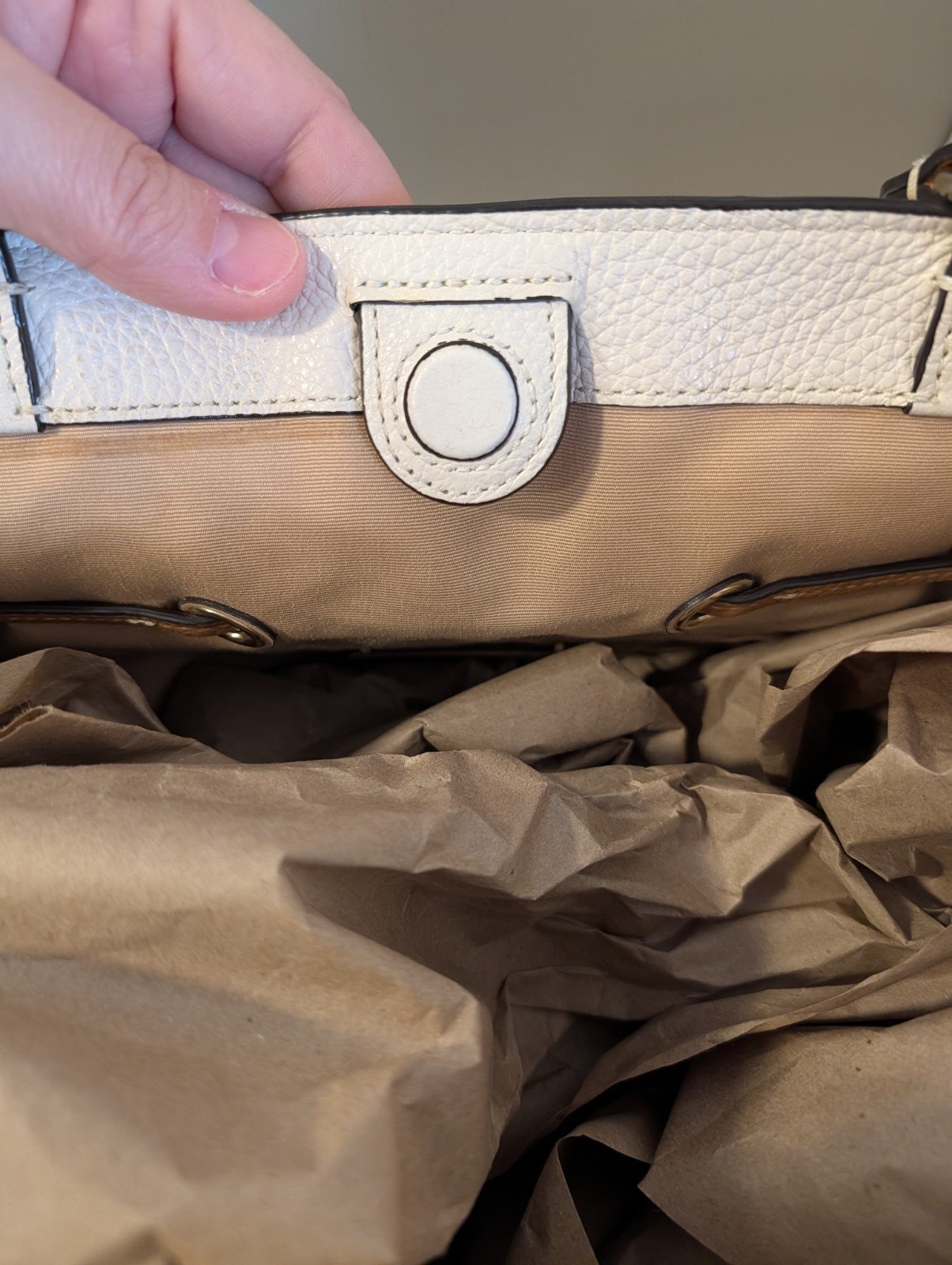 Coach Andy Tote CA165 Horse and Carriage Chalk Pebble Leather Shoulder Tote