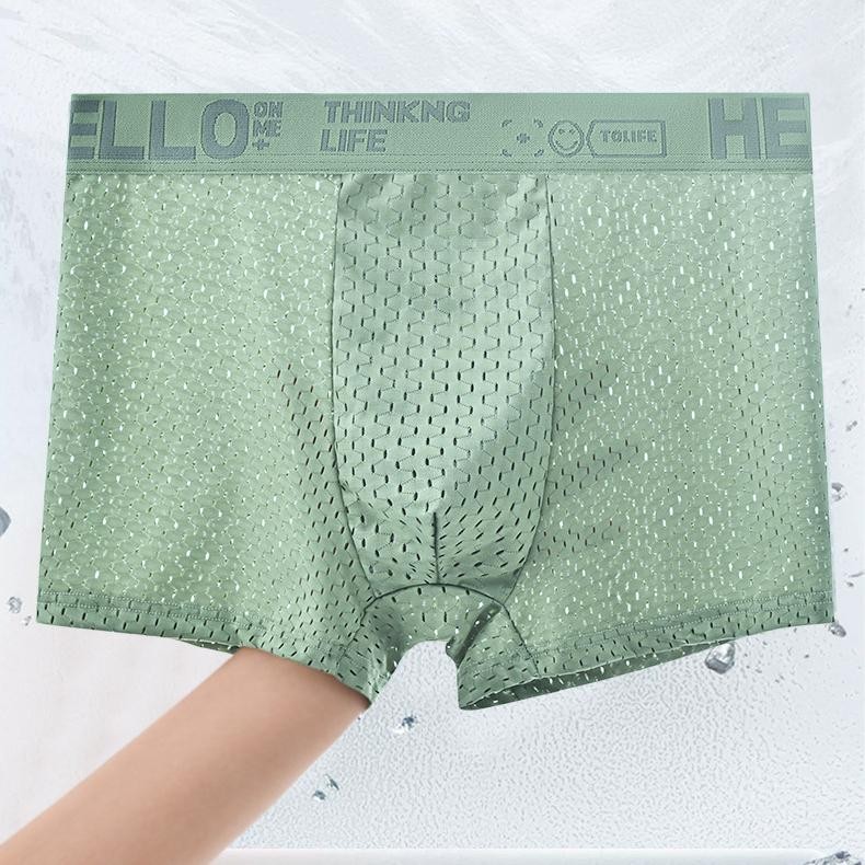 6 Pack Men’s Mesh Boxer Briefs Ice Silk Breathable Seamless Underwear Plus 4XL