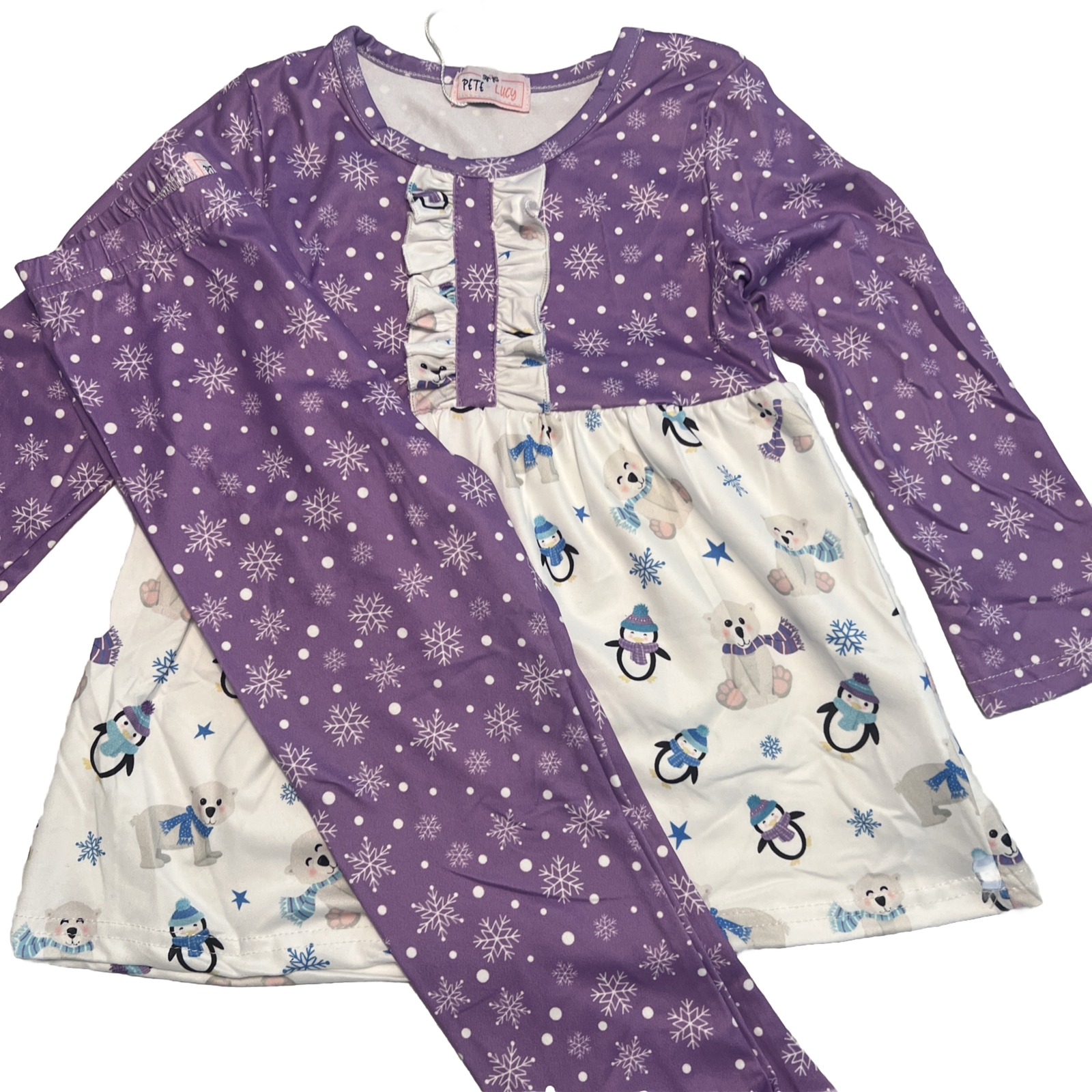 New Shirt Pants 2 Piece Outfit Size 3T Winter By Boutique Pete + Lucy Snowflake