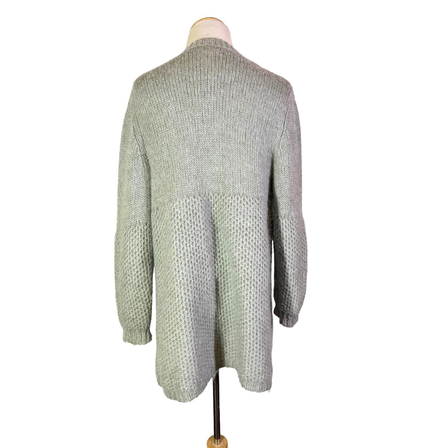 Sundance Size PM Fuzzy Grey Cardigan Sweater Open-Front Mixed Knits