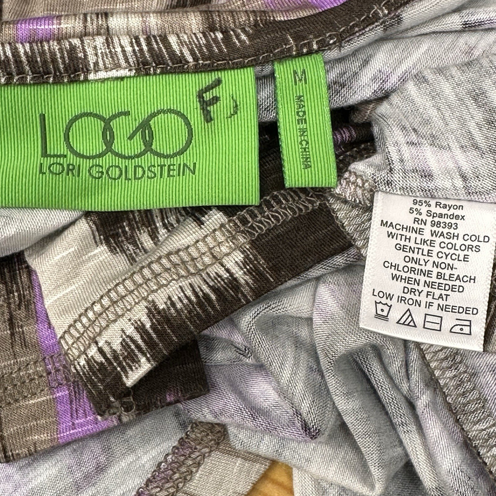 LOGO Lori Goldstein M V Neck Tunic Purple Brown Watercolor Abstract Oversized