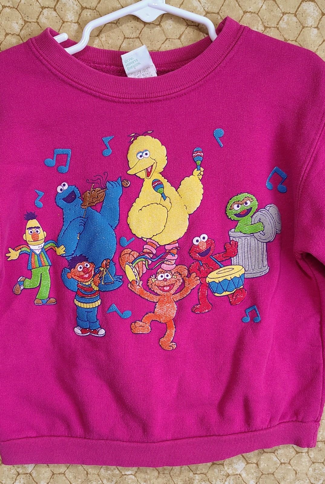 90’s Sesame Street Sweatshirt Pink Vintage Size 5T USA Made Music Band Americana