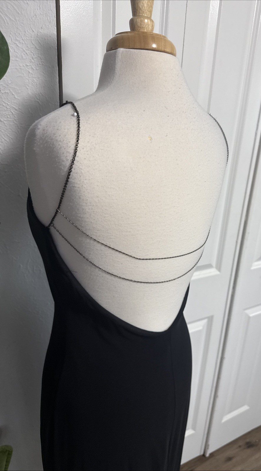 Vintage Laundry By Shelli Segal Black Open Back Midi Dress Minimalist 90s Y2K