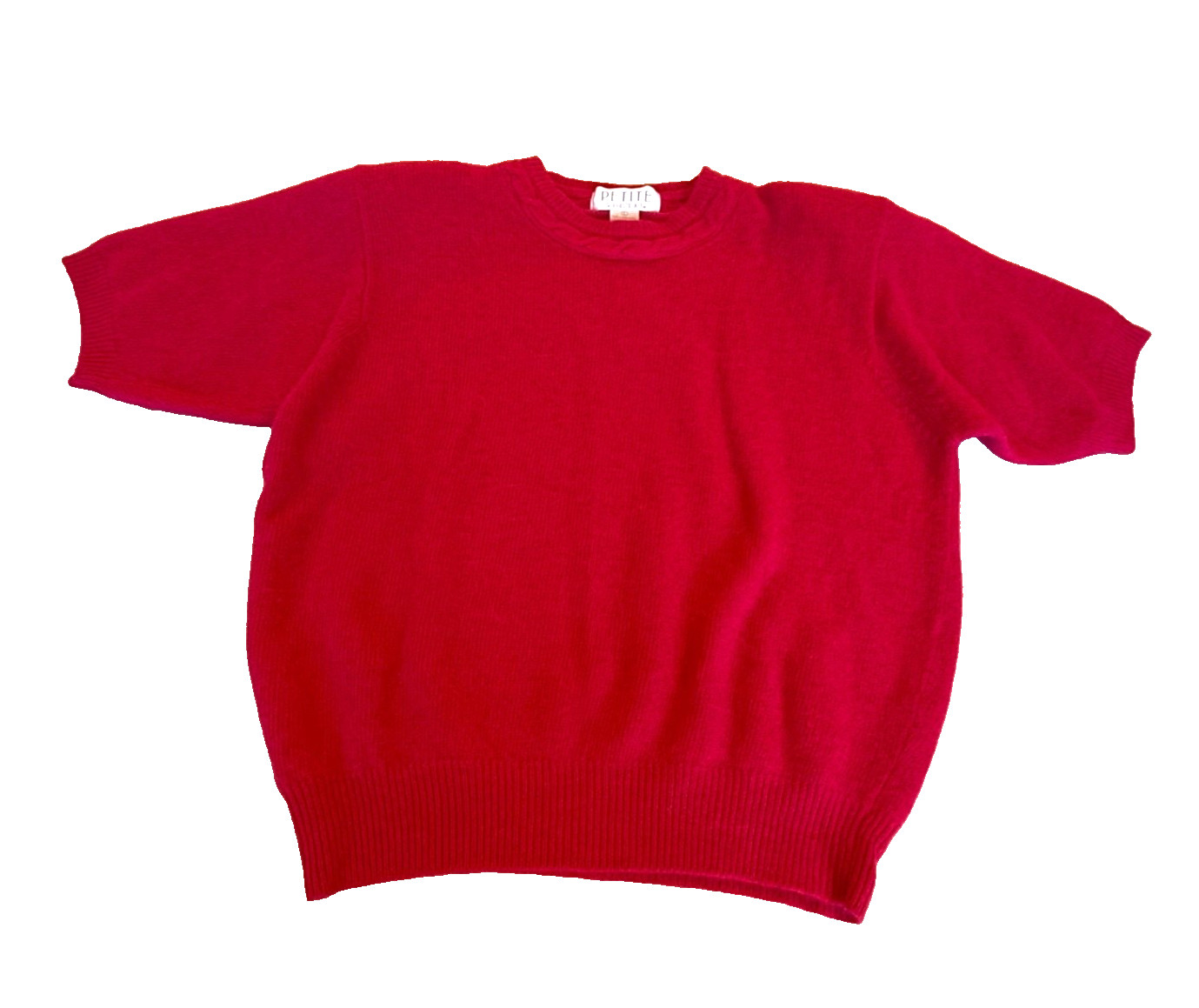 Petite Sophisticate ~ Women’s Wool/Angora Fuzzy Furry Short Sleeve Pink – Small