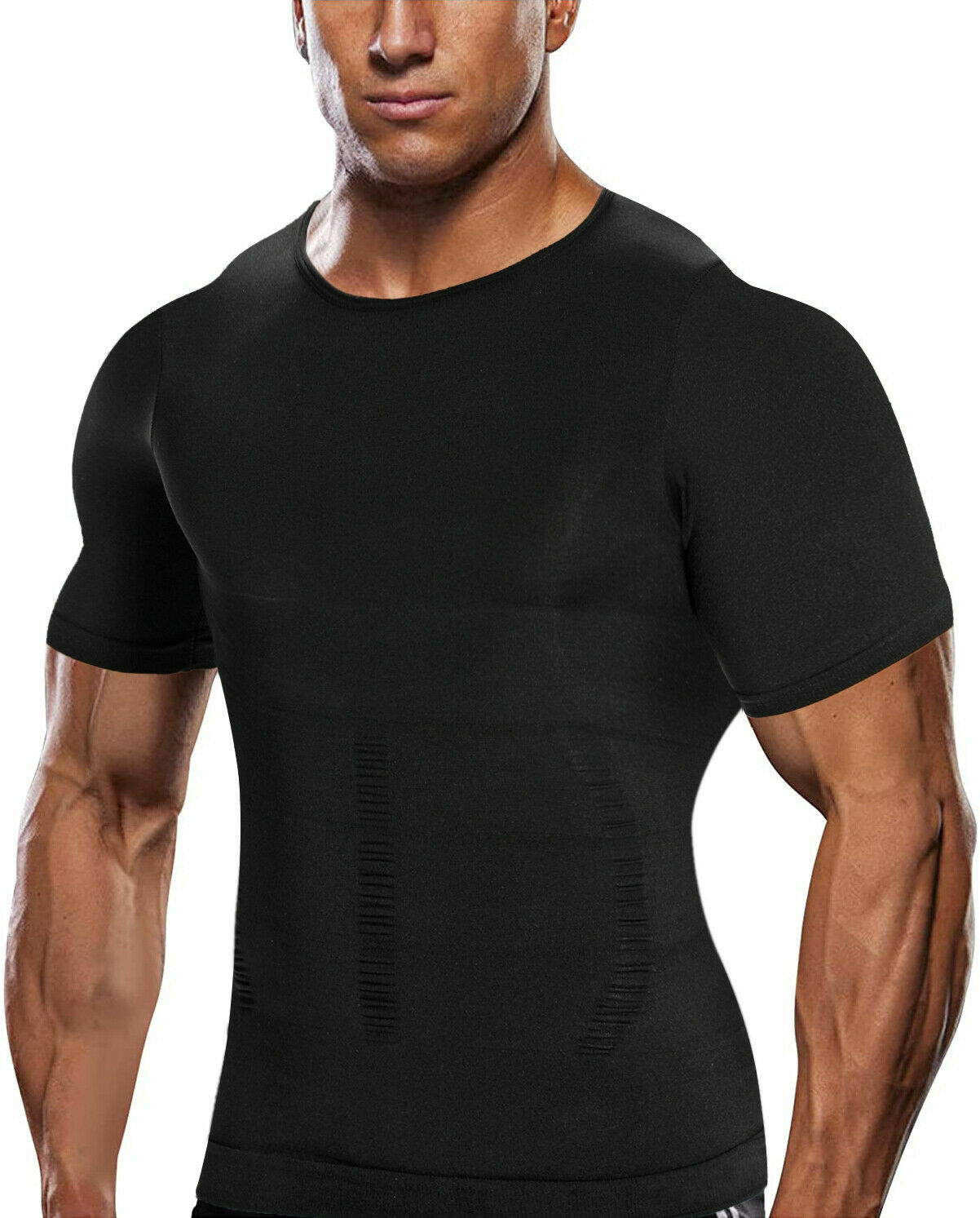 Men Slimming Body Shaper Gynecomastia T-shirt Posture Corrector Vest Compression