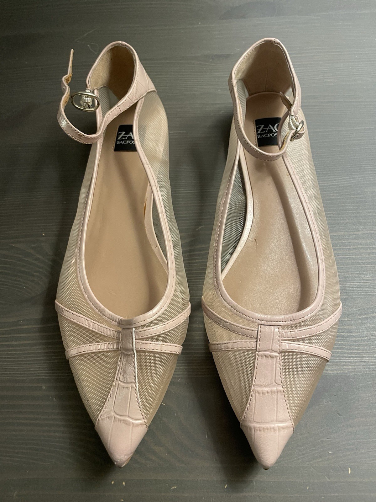 Zac Posen Size 6 M Mesh And Leather Pedal Pink